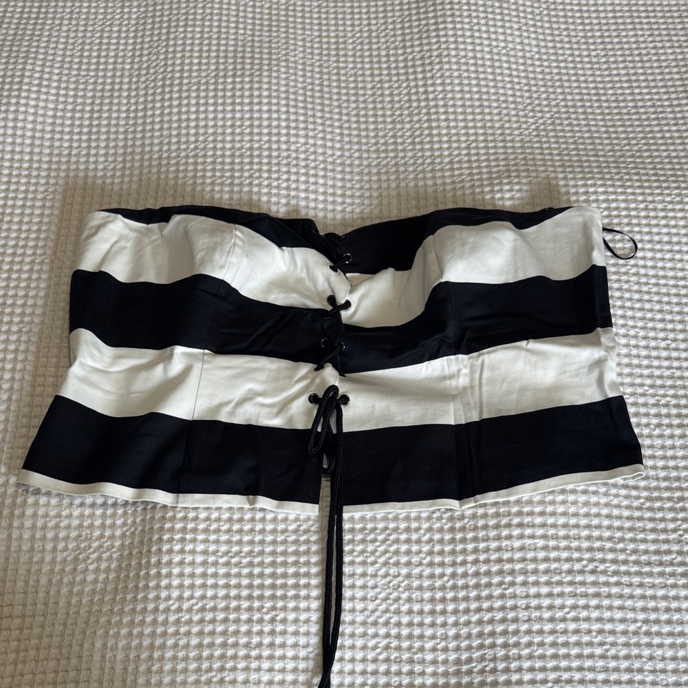 H&M Black and White Striped Tube Top